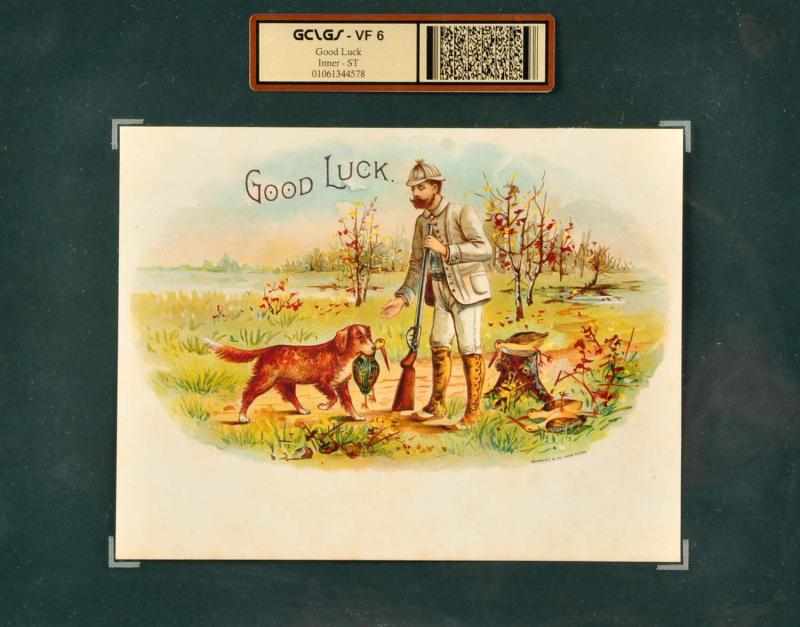 Appraisal: Good Luck Cigar Box Label Sealed and graded Very clean