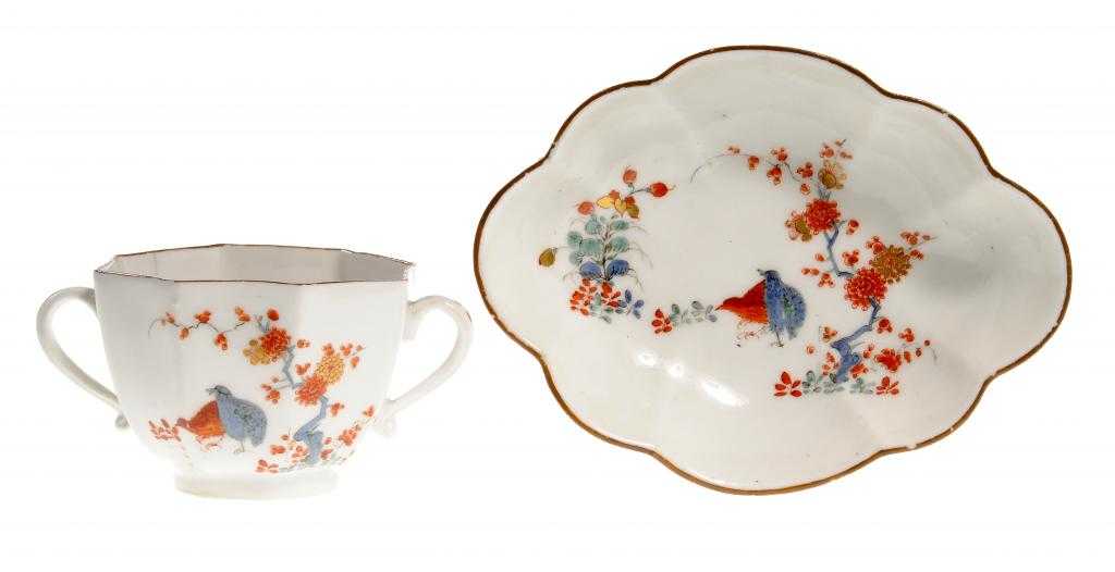 Appraisal: A MEISSEN OCTAGONAL TWO HANDLED CUP AND A CONTEMPORARY MEISSEN