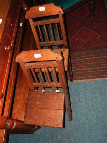 Appraisal: A pair of folding child's chairs together with a Deans