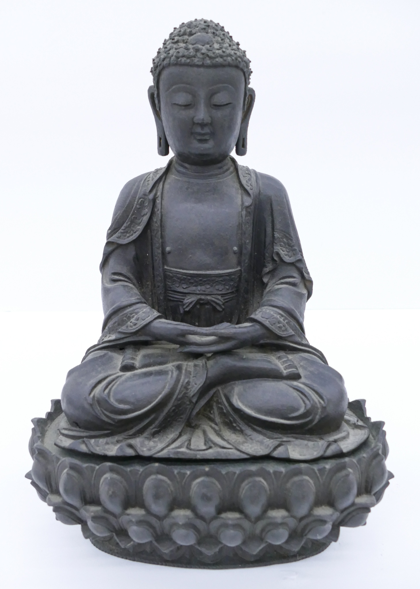 Appraisal: Chinese Ming Bronze Seated Buddha on Lotus Throne ''x ''