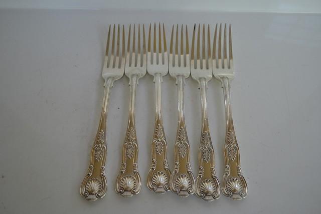 Appraisal: SET OF SIX VICTORIAN LONDON STERLING KING'S PATTERN FORKS