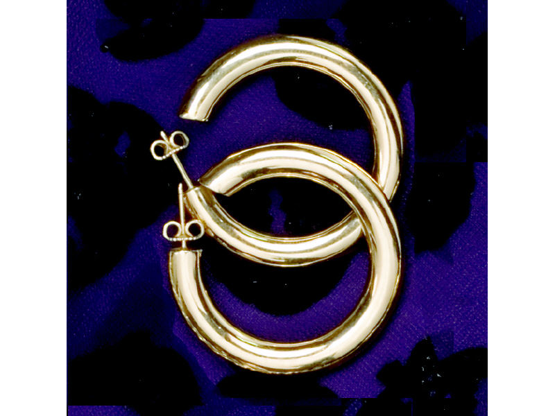 Appraisal: GOLD HOOPS Yellow gold pierced polished hoop earrings Weight grams