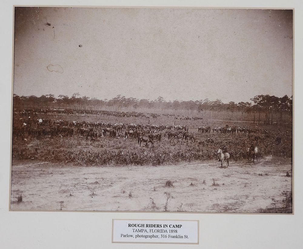 Appraisal: Framed Photo Rough Riders Camp Photograph of Teddy's Rough Riders