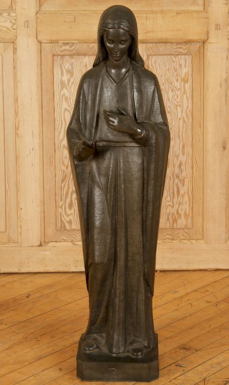 Appraisal: LARGE BRONZE FIGURE OF MARY MARKED A large bronze figure