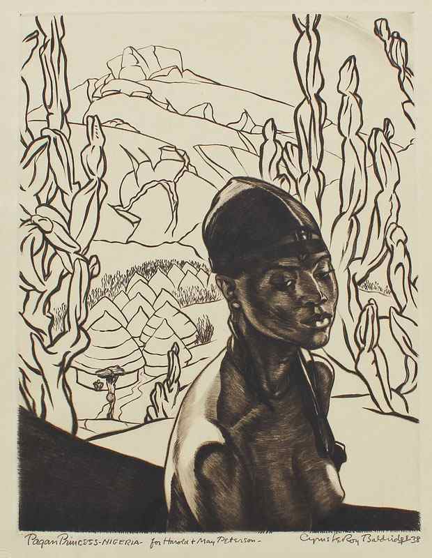 Appraisal: BALDRIDGE Cyrus Leroy American - ''Pagan Princess-Nigeria'' Drypoint Etching ''