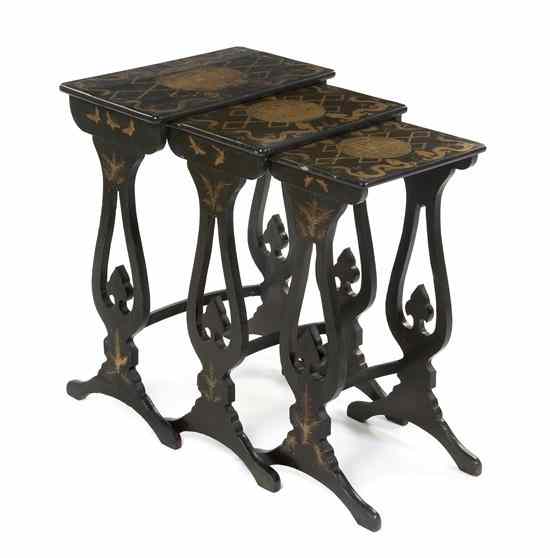 Appraisal: A Set of Three Chinese Export Lacquered Nesting Tables each