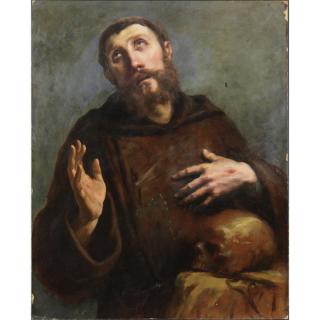 Appraisal: Th Century Italian School Oil Painting of St Francis Laid