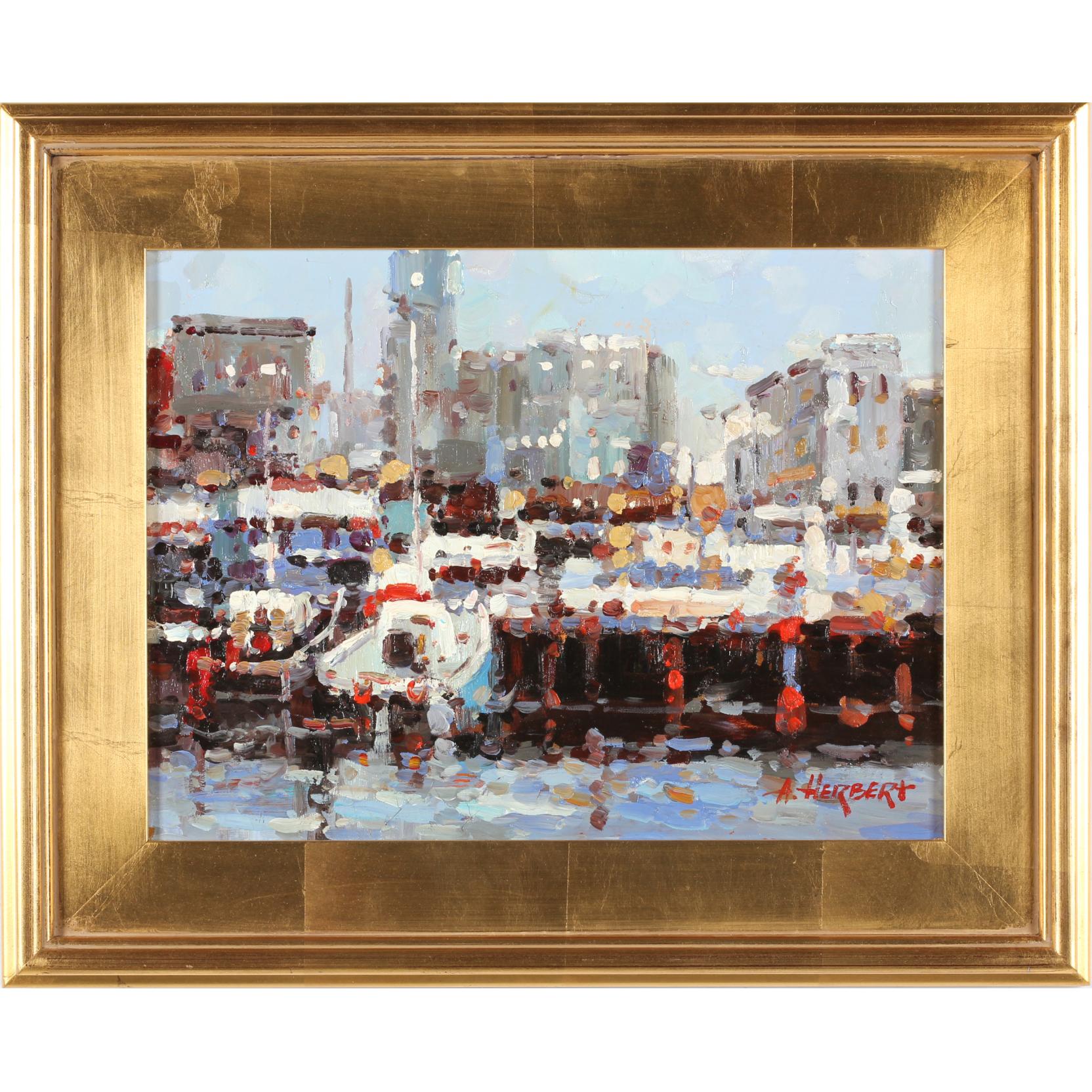 Appraisal: A Herbert th Century Harbor Scene oil on canvas signed