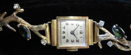 Appraisal: Lady's and karat yellow gold and diamond dress watch Ancre