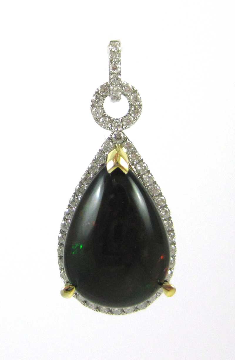 Appraisal: BLACK OPAL AND FOURTEEN KARAT GOLD PENDANT The white and