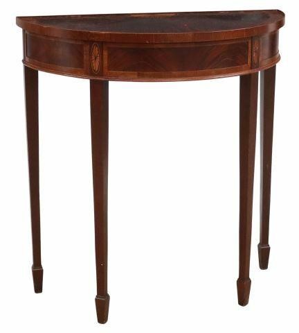 Appraisal: Hepplewhite style inlaid mahogany console table Hekman Furniture Company late