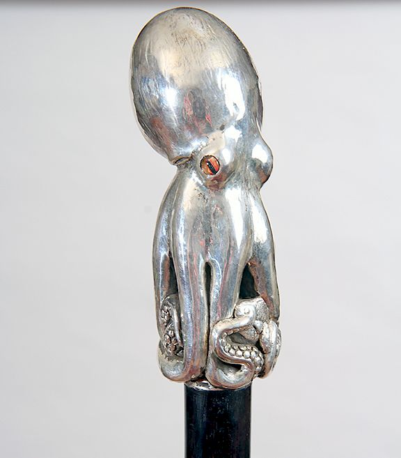 Appraisal: Silver Octopus Cane Exclusive on Bidsquare Contemporary- A signed sterling