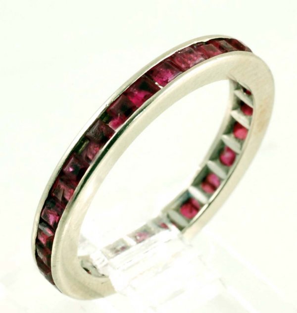 Appraisal: Approx K white gold and ruby eternity band Thirty-two channel