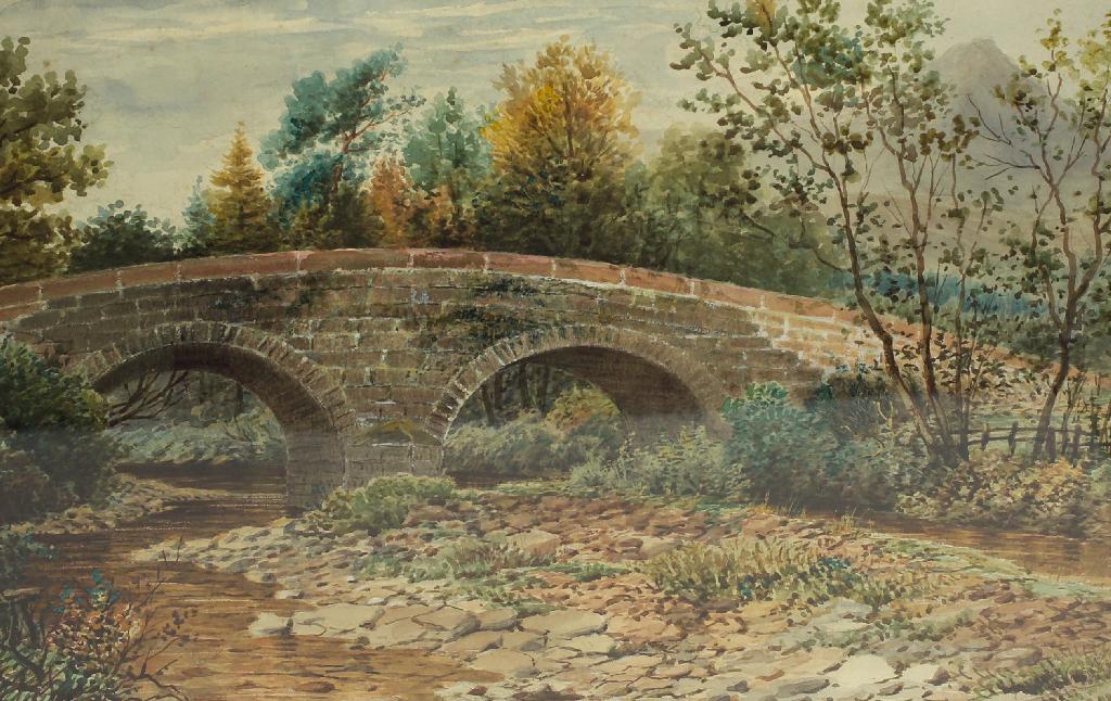 Appraisal: ENGLISH SCHOOL th CENTURY BRIDGE OVER A RIVER indistinctly signed