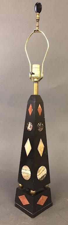 Appraisal: Italian Black Onyx Obelisk Form Table Lamp Italian black onyx