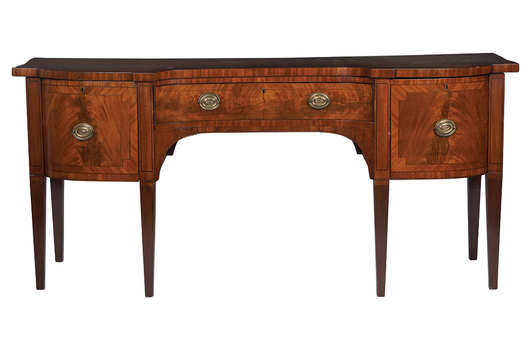 Appraisal: George III Line Inlaid Mahogany Sideboard Late th century The