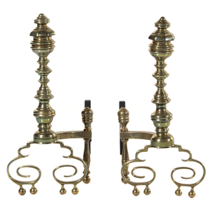 Appraisal: A Pair of Baroque Style Gilt Bronze Andirons th Century