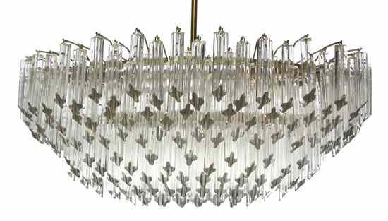 Appraisal: A Murano Glass and Brushed Steel Chandelier hung with seven