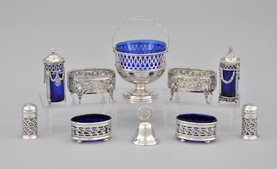 Appraisal: A Group of Sterling Silver Table Articles Some with Cobalt