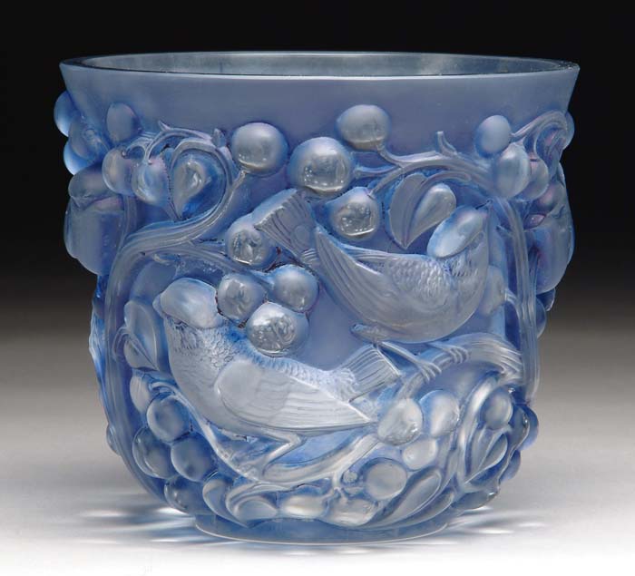 Appraisal: R LALIQUE AVALLON VASE Beautiful Lalique vase has high relief