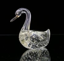 Appraisal: Seguso Glass Swan Famous Murano glass artist modeled this clear