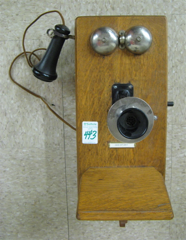 Appraisal: OAK-CASED WALL TELEPHONE probably a Western Electric model third version