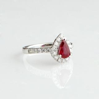 Appraisal: Lady's Platinum Dinner Ring with a pear-shaped carat ruby atop