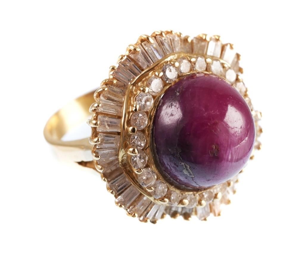 Appraisal: K yellow gold ring contains one cabochon cut opaque ruby