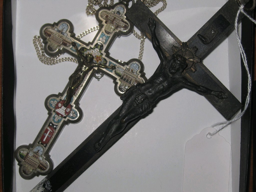 Appraisal: Lot comprising two crucifix