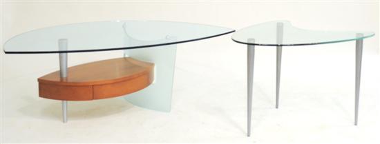 Appraisal: Modern design glass top elliptical coffee table and a tripod