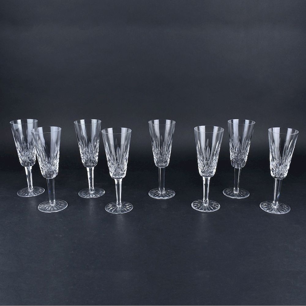 Appraisal: Eight Waterford Crystal Lismore Champagnes Set of Eight Waterford Crystal