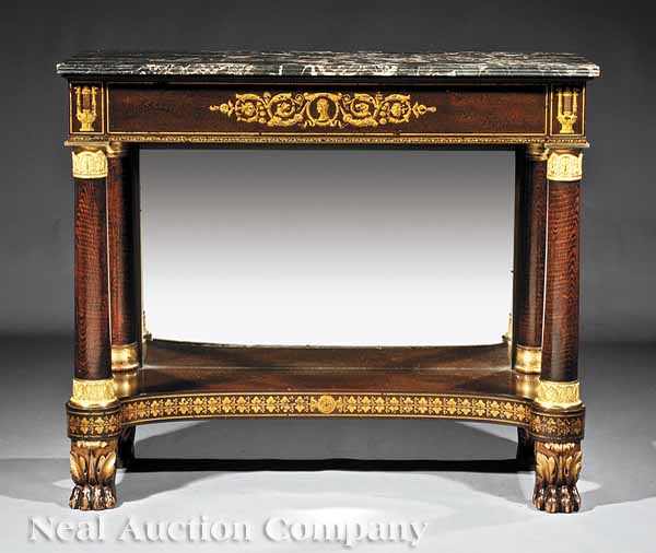 Appraisal: An American Classical Gilt Bronze-Mounted Stenciled and Faux Bois Mahogany