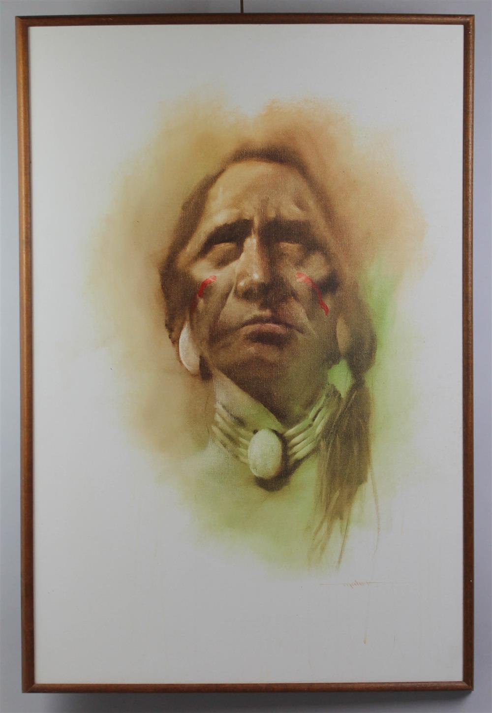 Appraisal: MAHER PORTRAIT OF A NATIVE AMERICAN Acrylic on canvas x