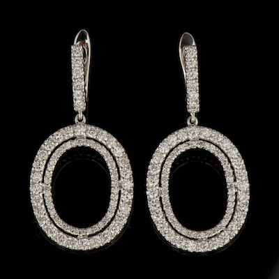 Appraisal: A Pair of Diamond Pendant Earrings k white gold earrings