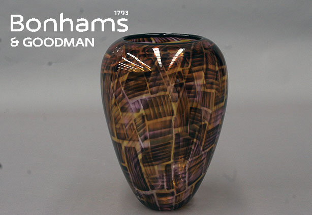 Appraisal: An internally decorated inch patch work vase by Kevin Gordon