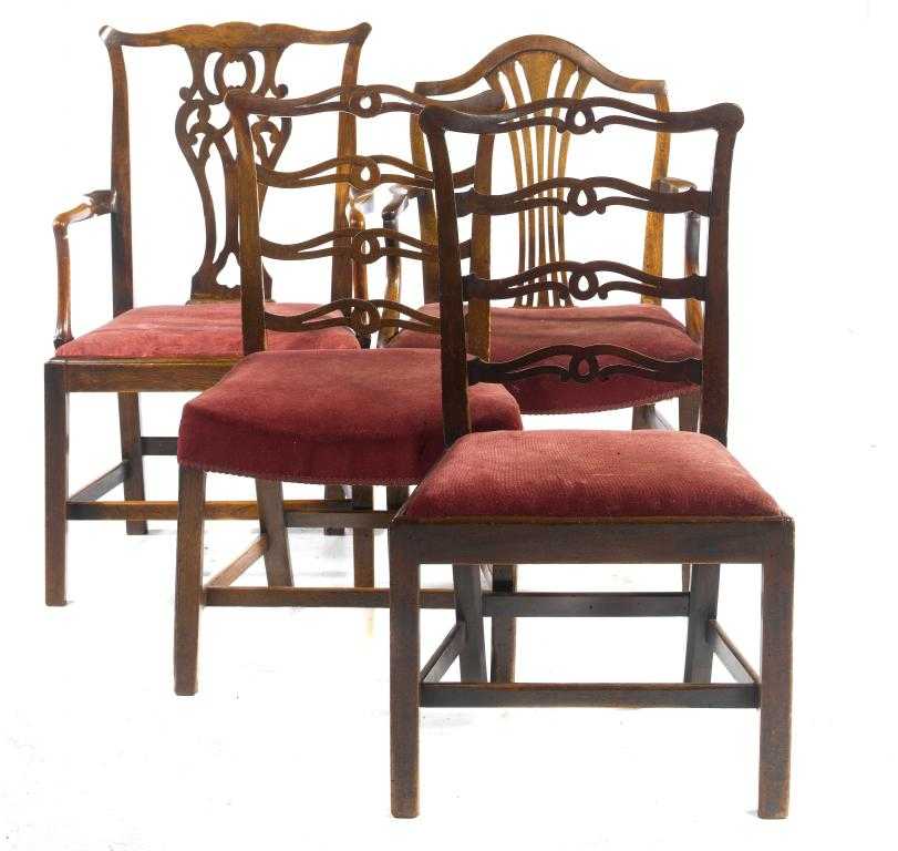 Appraisal: TWO GEORGE III DINING CHAIRS with pierced ladderback and two