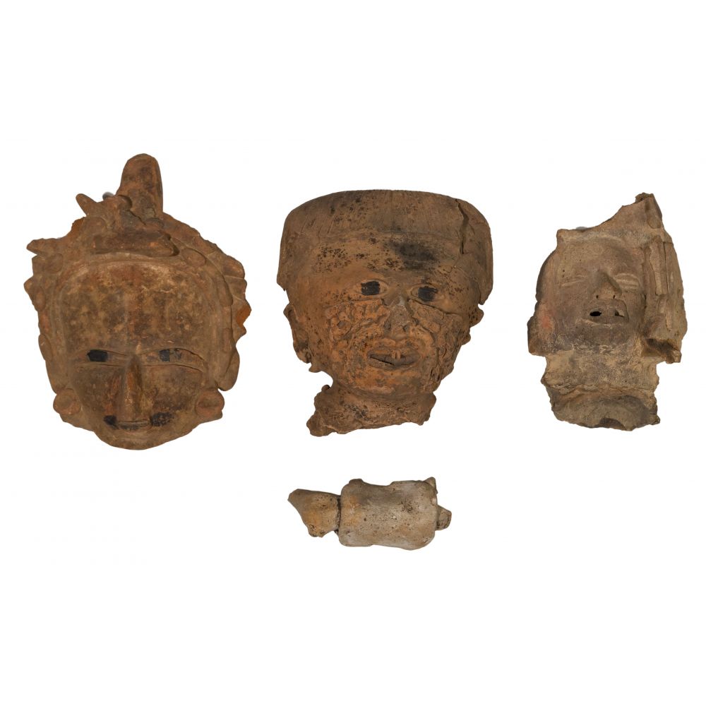 Appraisal: PRE-COLUMBIAN REMOJADAS POTTERY ASSORTMENT items including fragmented heads and an