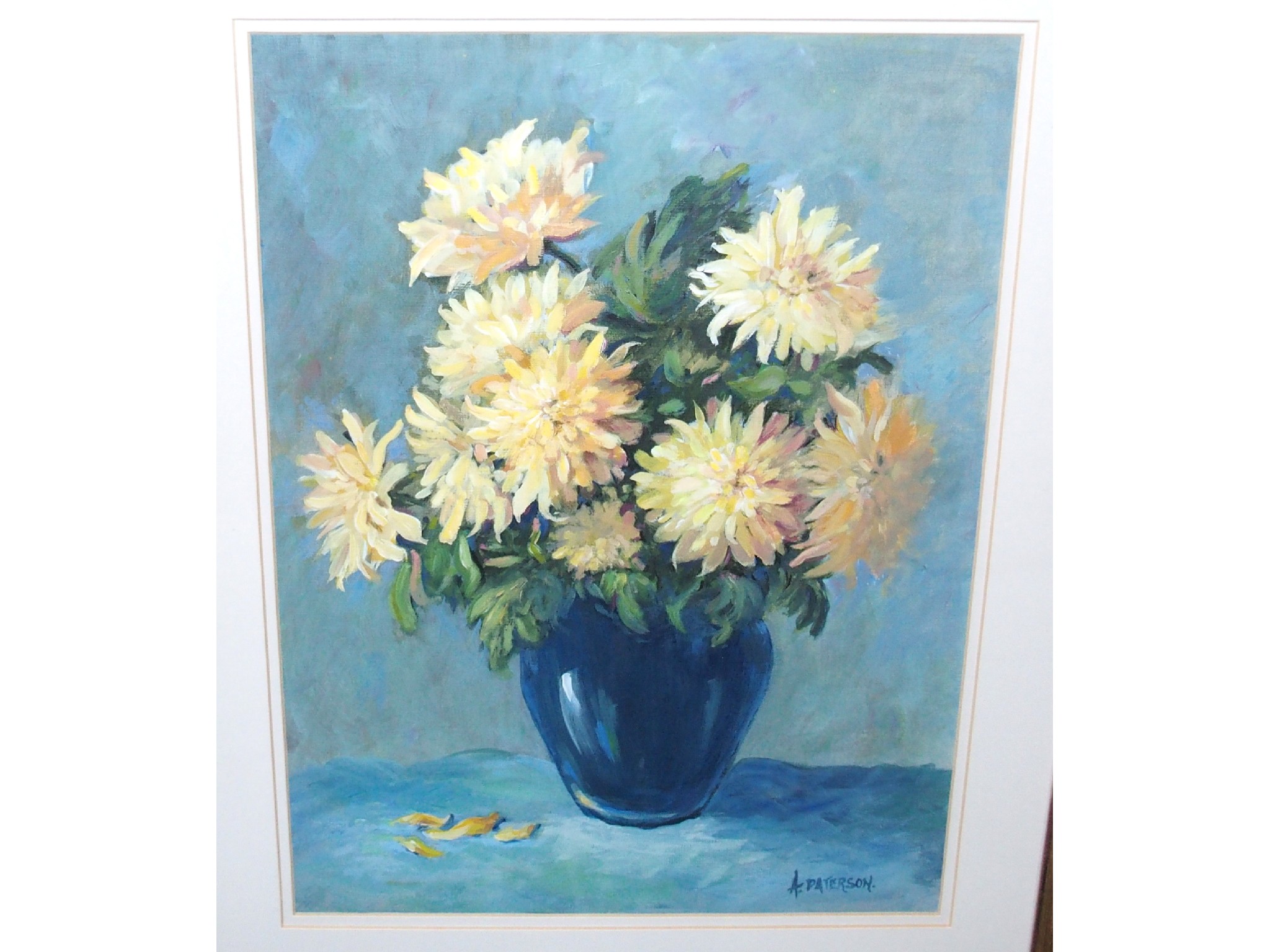 Appraisal: A PATERSON Still life of flowers signed acrylic on board