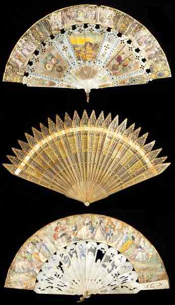 Appraisal: Three Antique Lady's Fans th and th centuries - the