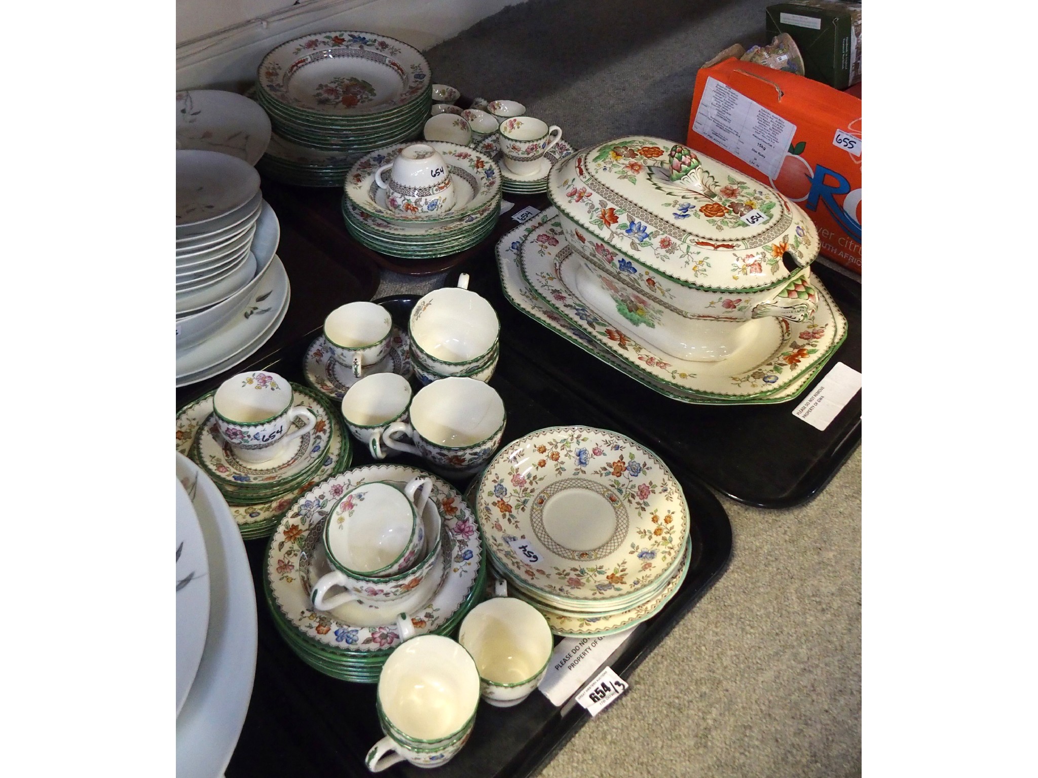 Appraisal: Three trays comprising Spode Royal Jasmine partial dinner service for