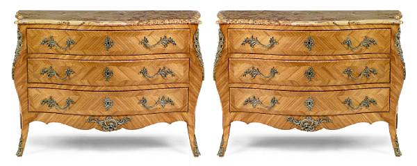 Appraisal: A pair of Louis XV sytle gilt metal mounted fruitwood