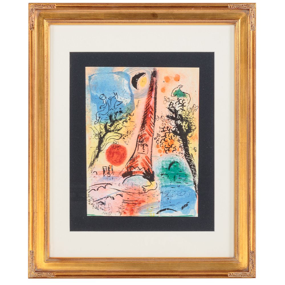 Appraisal: Marc Chagall Vision of Paris-Eiffel Tower Russian French - Lithograph