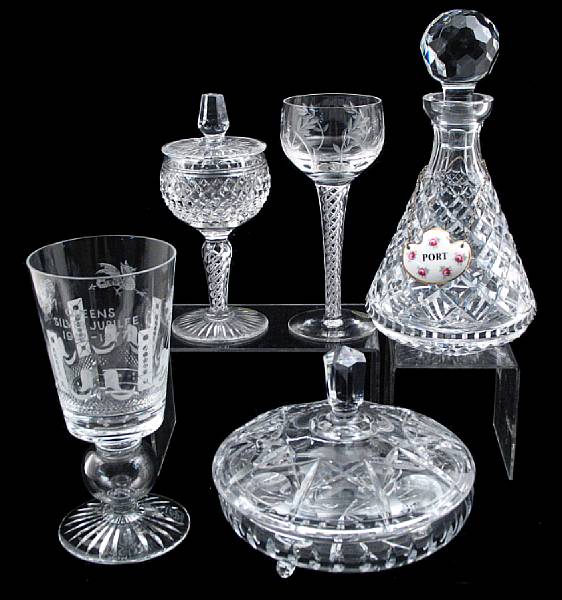 Appraisal: A group of six Stuart crystal items comprising a Silver