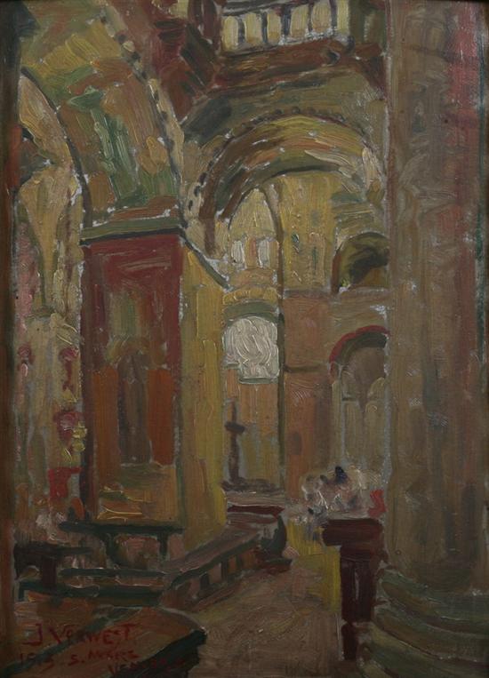 Appraisal: JULES VERWEST Belgian - INTERIOR BASILICA OF ST MARK VENICE