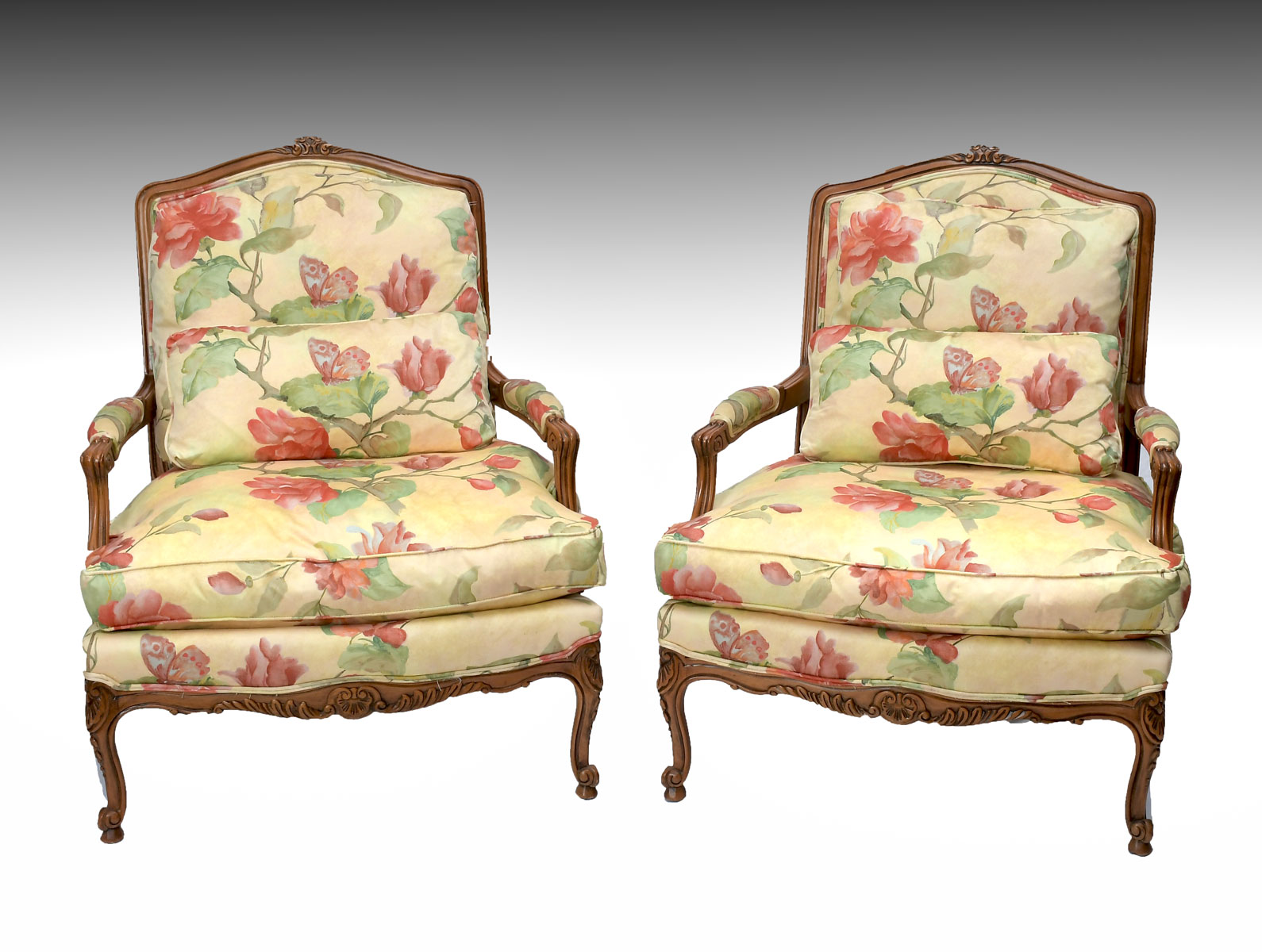 Appraisal: PC PARLOR CHAIRS Having a carved floral foliate motif frame