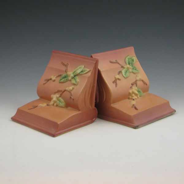 Appraisal: Roseville Snowberry bookends in pink and mauve Marked Roseville USA