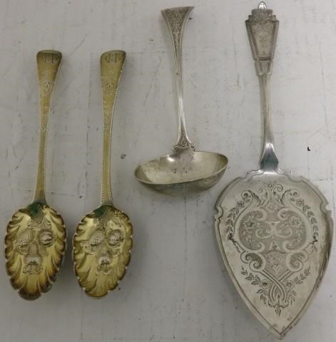 Appraisal: PIECES OF FLATWARE TO INCLUDE PAIR OF GEORGIANSILVER BERRY SPOONS