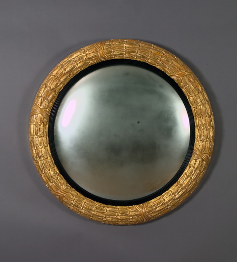 Appraisal: Large and Attractive English Carved and Parcel-Ebonized Giltwood Convex or