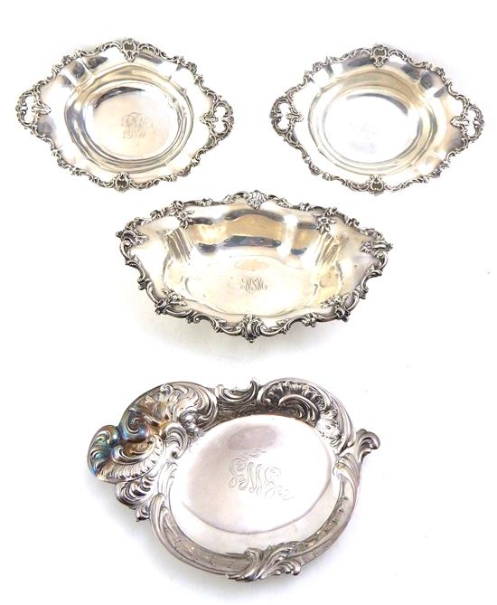 Appraisal: STERLING Four sterling silver serving bowls two Howard Sterling Co