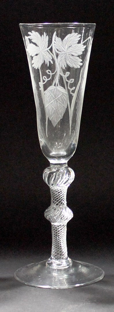 Appraisal: A George II ale glass circa the rounded funnel bowl